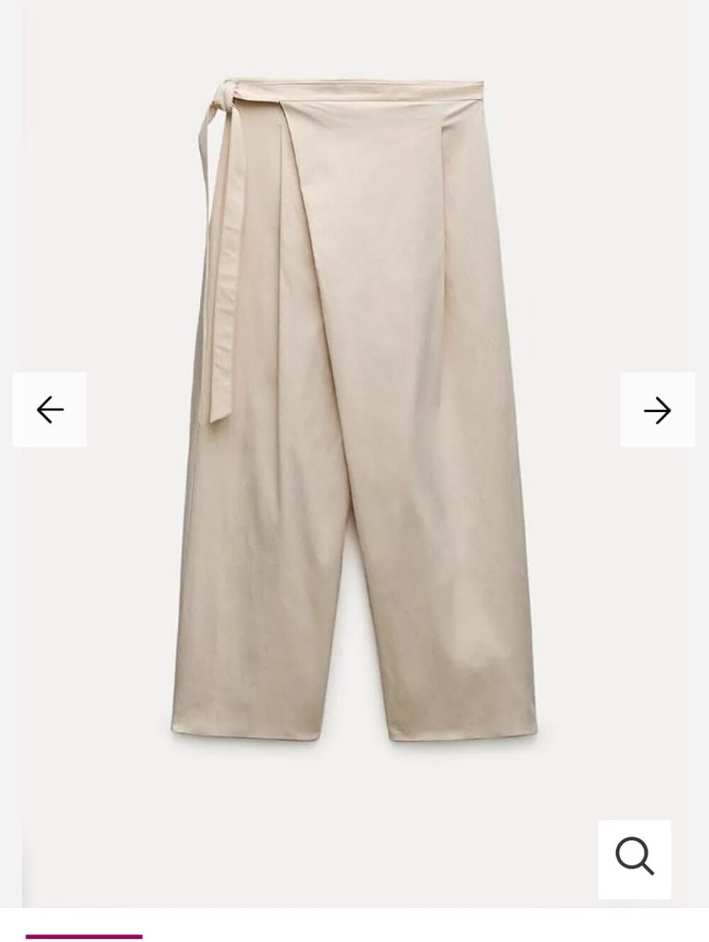 Zara Women’s Wrap Front Wide-Leg Pants - Cream, M